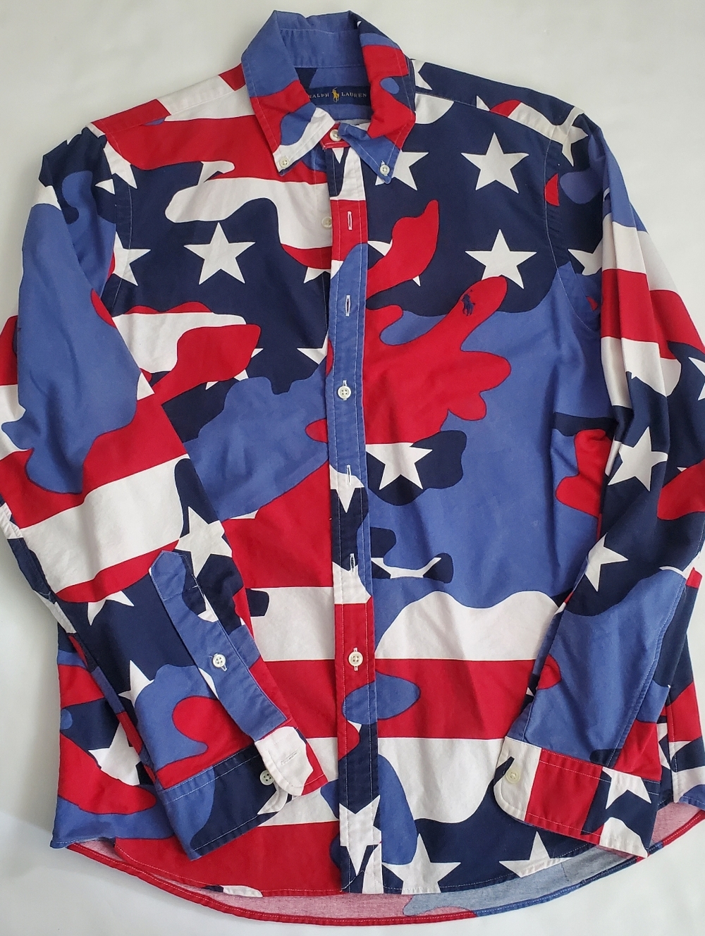 Polo Ralph Lauren Men Americana USA FLAG Classic BUTTON DOWN Oxford Shirt SMALL